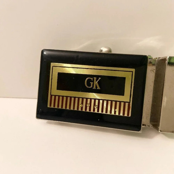 Vintage 1989 GK Belt Buckle  Black Gold Tone TGM - Picture 3 of 13